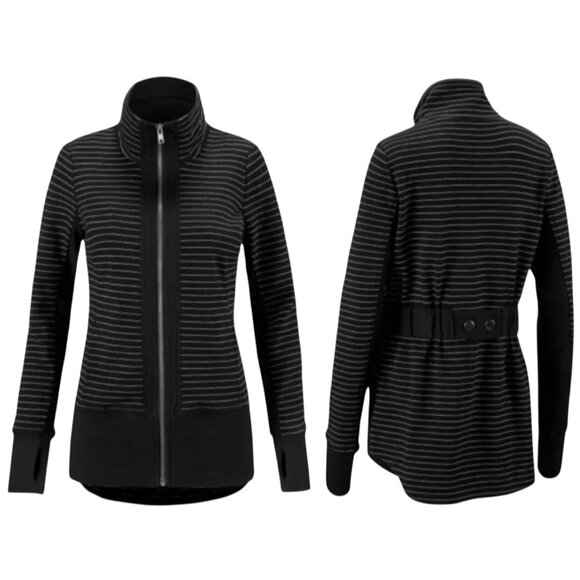 Cabi Black & White Striped Zip-Up Jacket Size M - Picture 1 of 6